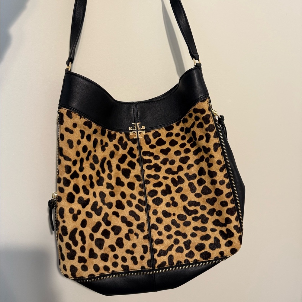 Leopard Print Leather Shoulder Bag